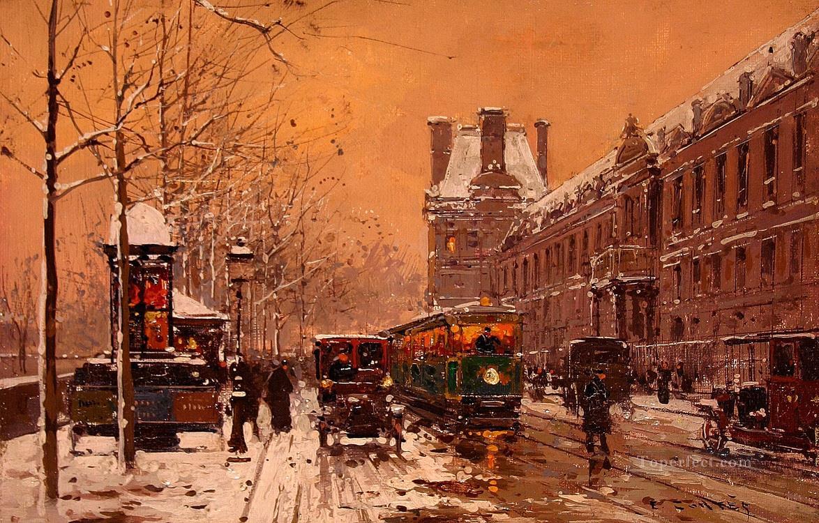 EC quay du louvre winter 1 Parisian Oil Paintings